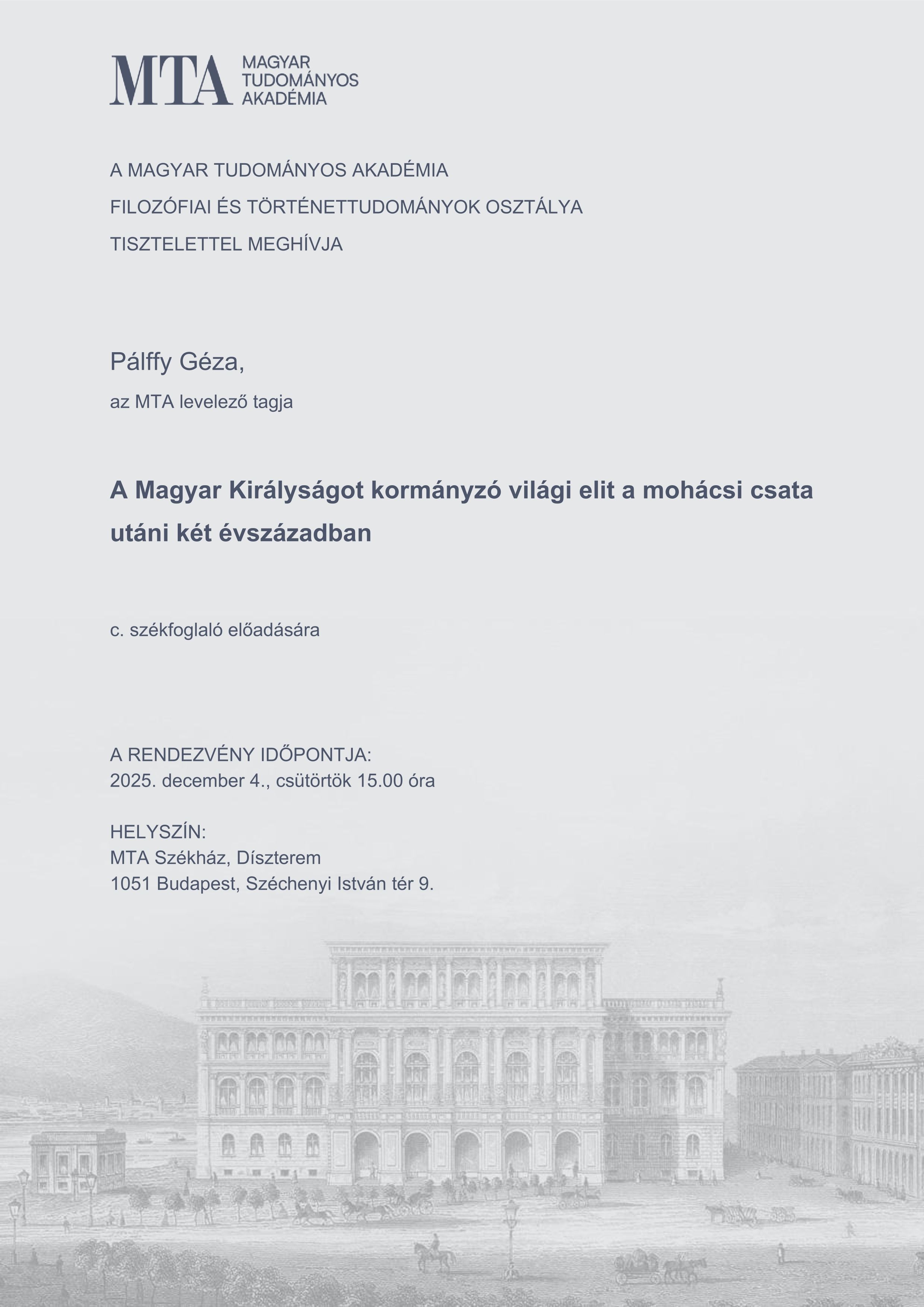 Palffy Geza szekfoglalo meghivo