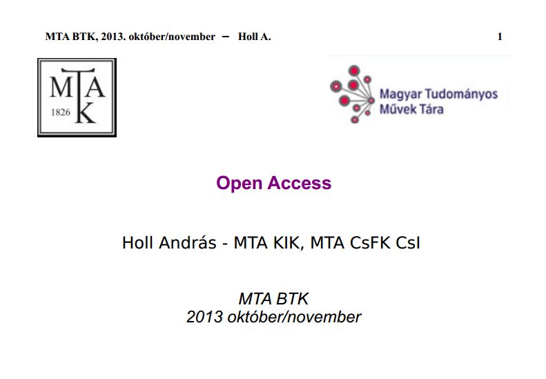 Open Access („nyílt hozzáférés”) – tájékoztató