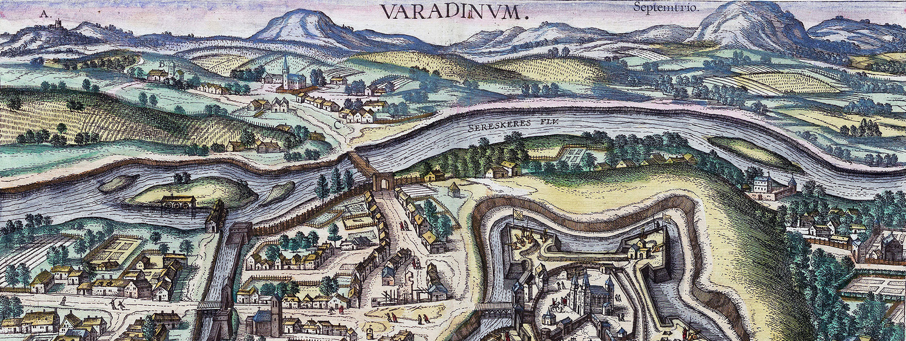A váradi vár látképe Joris Hoefnagel rézkarcán, 1598