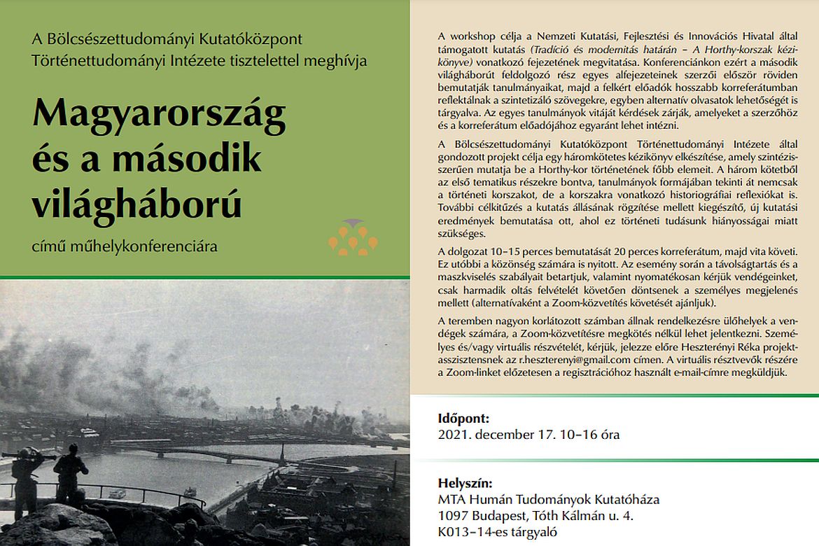 Magyarország és a második világháború: műhelykonferencia intézetünkben