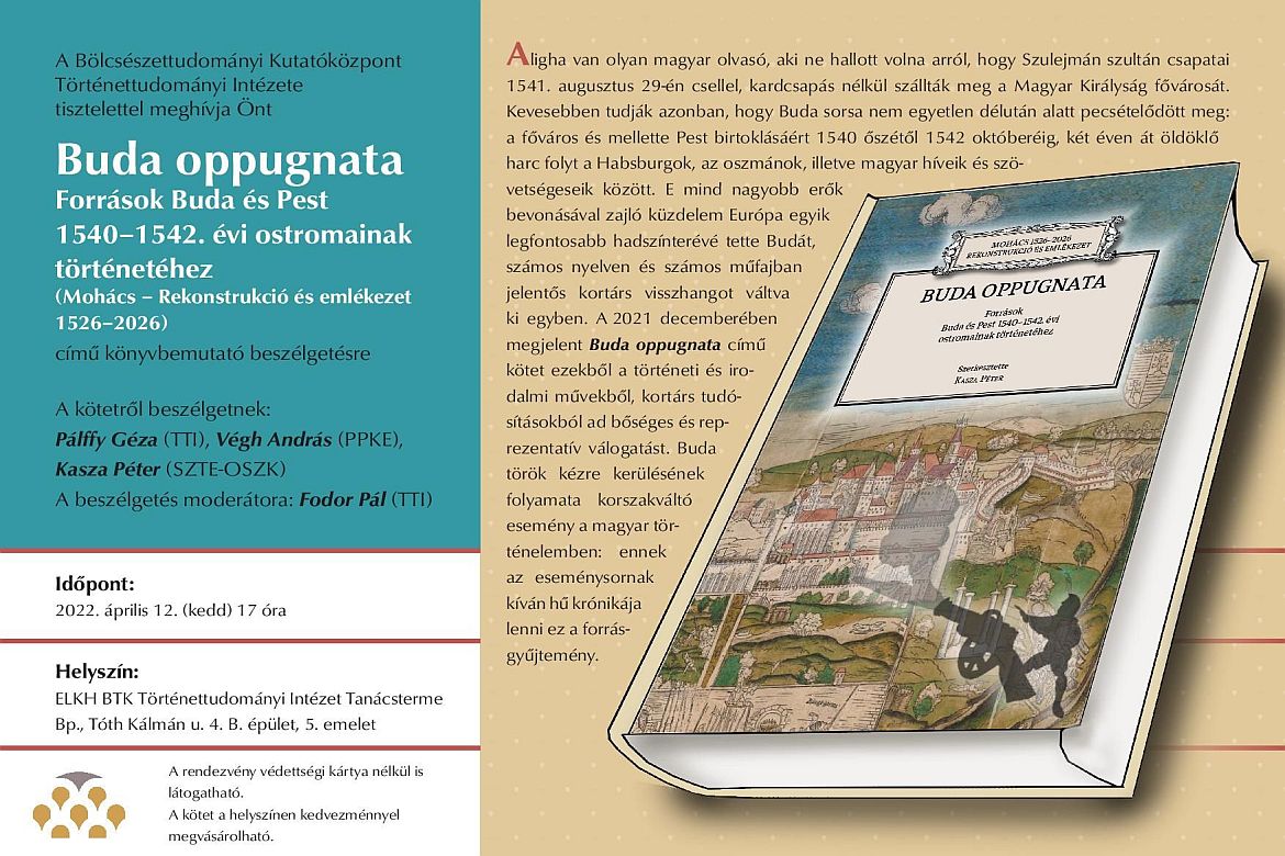 A Buda oppugnata című kötet bemutatója Intézetünkben