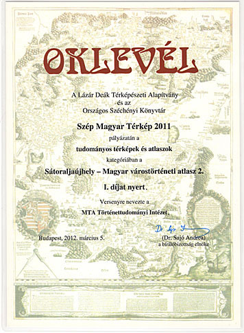 Első díj a Szép magyar térkép 2011 pályázaton!
